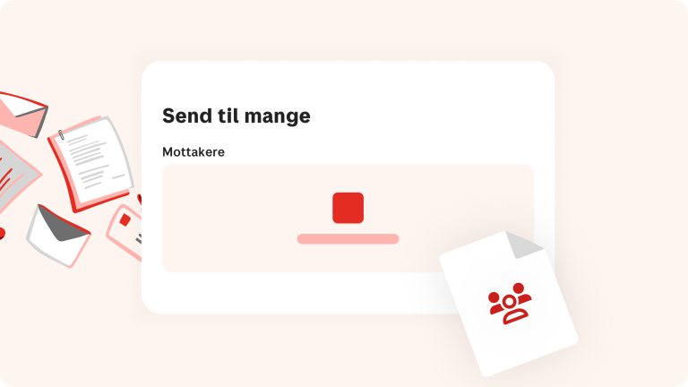 Illustrasjon av en liste med mottakere og dokukmentene de skal motta.