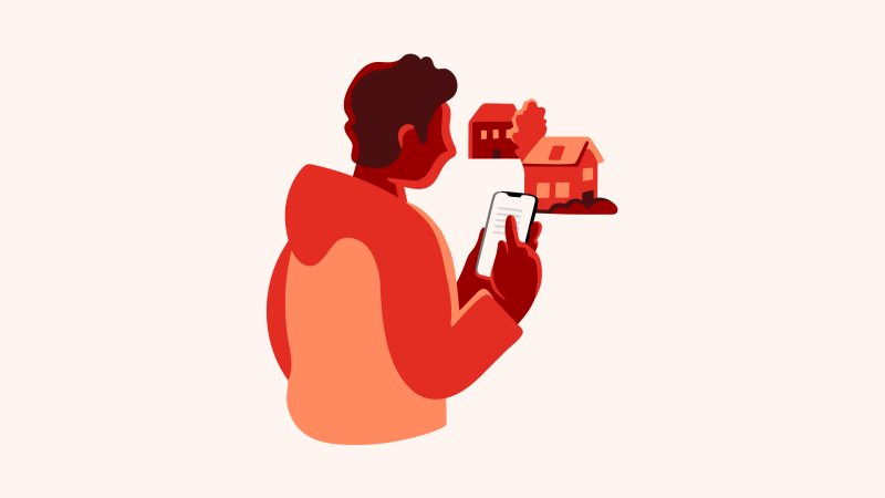 Illustration of a boy with a mobile phone
