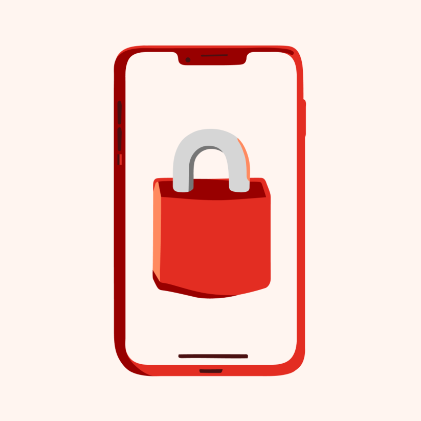 Ein mobiltelefon med ein hengelås som symboliserer tryggleik og personvern.